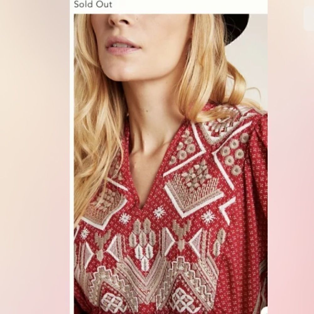 Anthropologie  Keira Embroidered Peplum Long sleeve blouse •sold out• - Picture 2 of 9